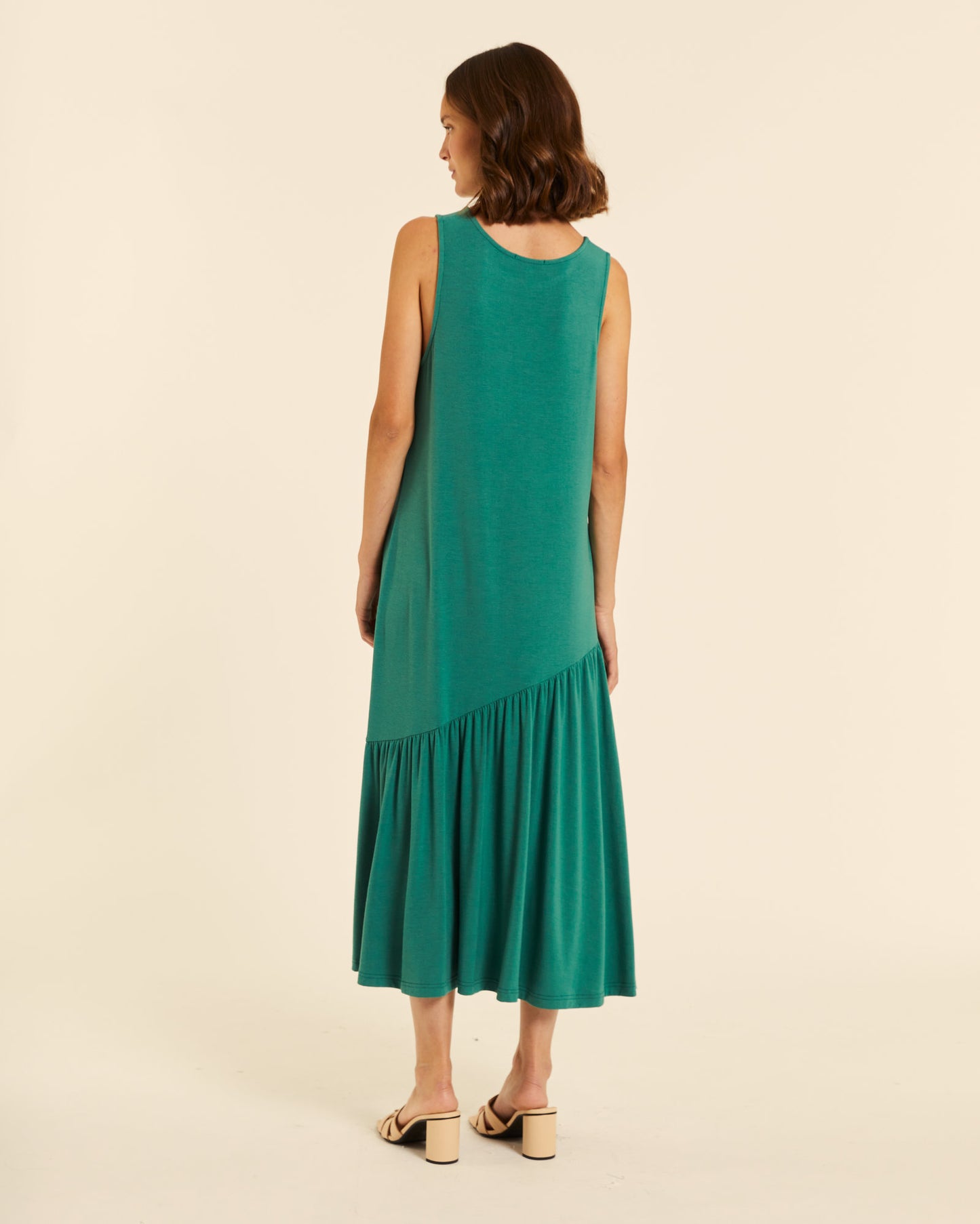 VESTIDO MAXI VOLANTE VERDE