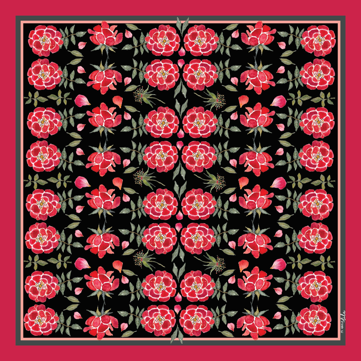 Pañuelo Rosaleda Negro Mi Abuela Lila
