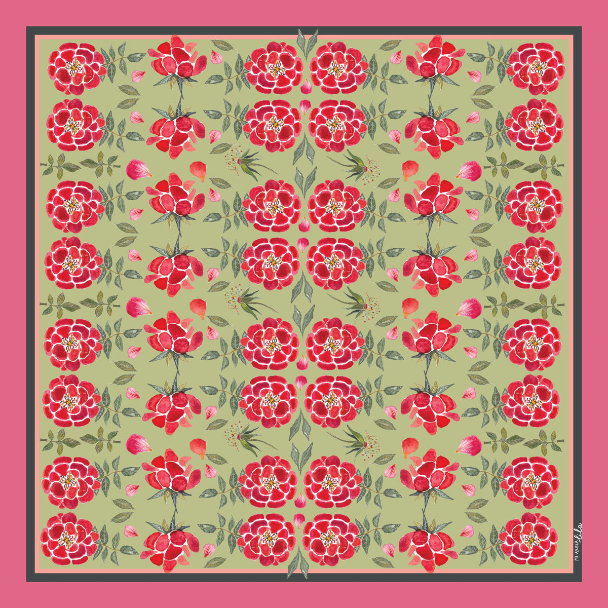 Pañuelo Rosaleda Verde Mi Abuela Lila
