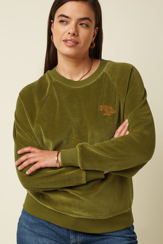 SUDADERA FEBE BATON VELVET VERDE