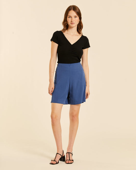 SHORT BOTONES AZUL