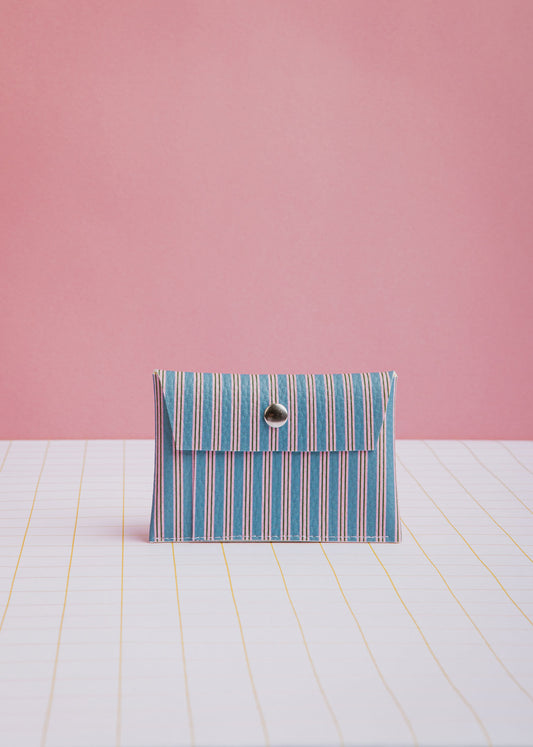 Tarjetero Rayas Azul-Rosa Ecke