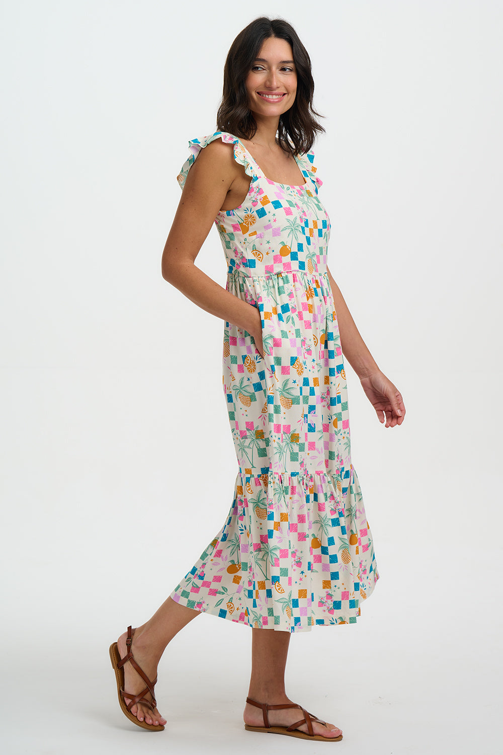VESTIDO ESTELLE FRUIT CHECKERBOARD
