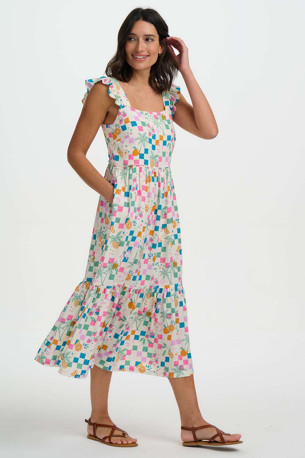 VESTIDO ESTELLE FRUIT CHECKERBOARD