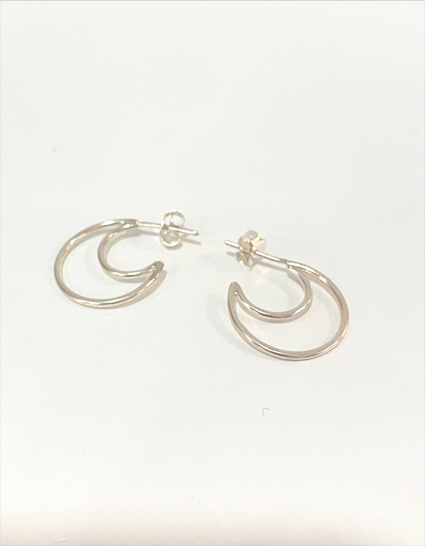 PENDIENTES ARO LUNA DOS HILOS PLATA