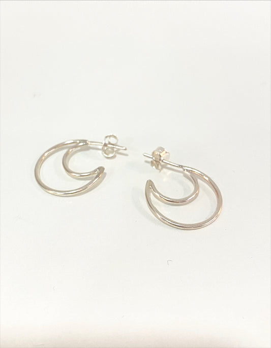 PENDIENTES ARO LUNA DOS HILOS PLATA