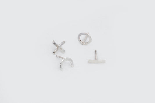 PENDIENTES CUATRO GEOMÉTRICOS PLATA