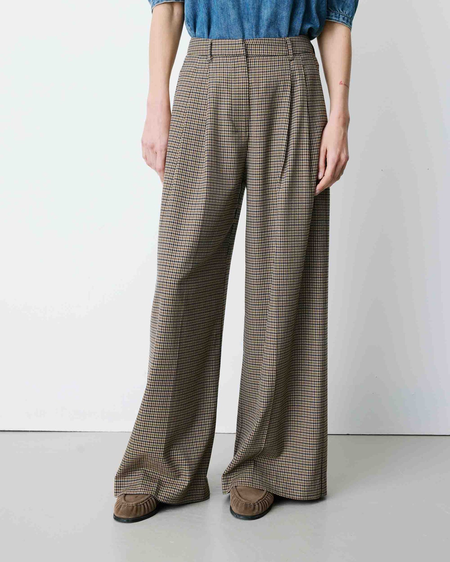 PANTALÓN AYEN CUADROS BEIGE