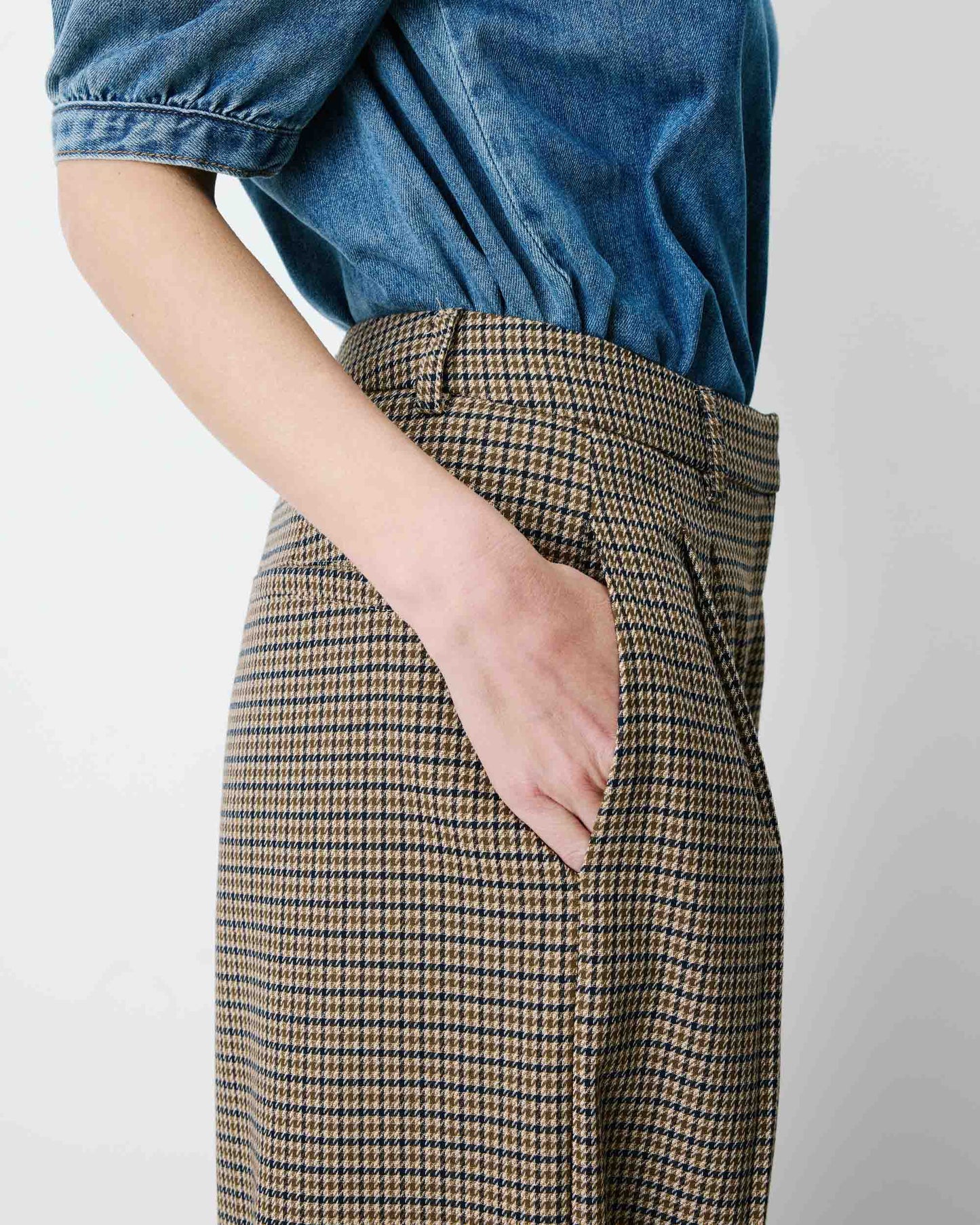 PANTALÓN AYEN CUADROS BEIGE