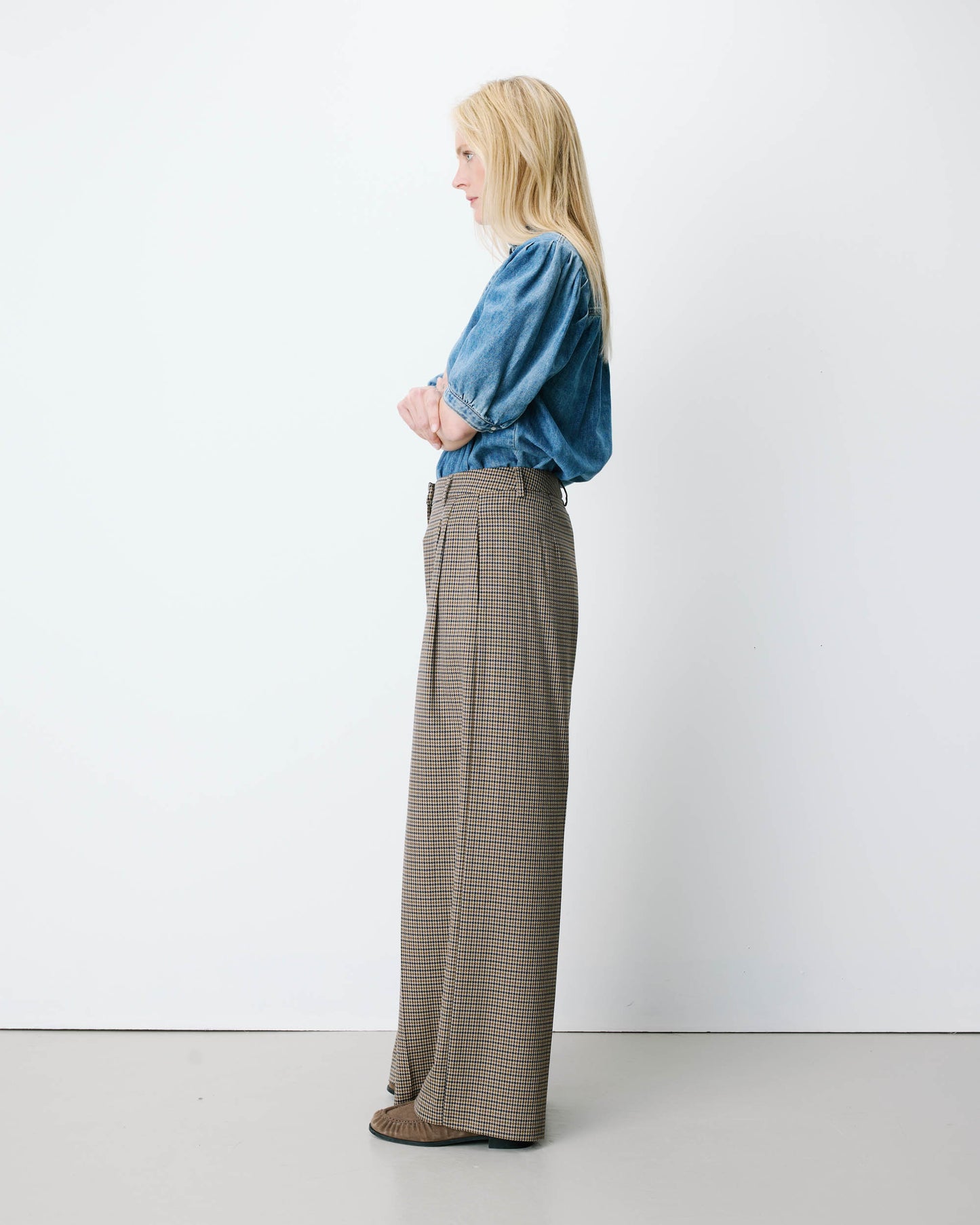 PANTALÓN AYEN CUADROS BEIGE