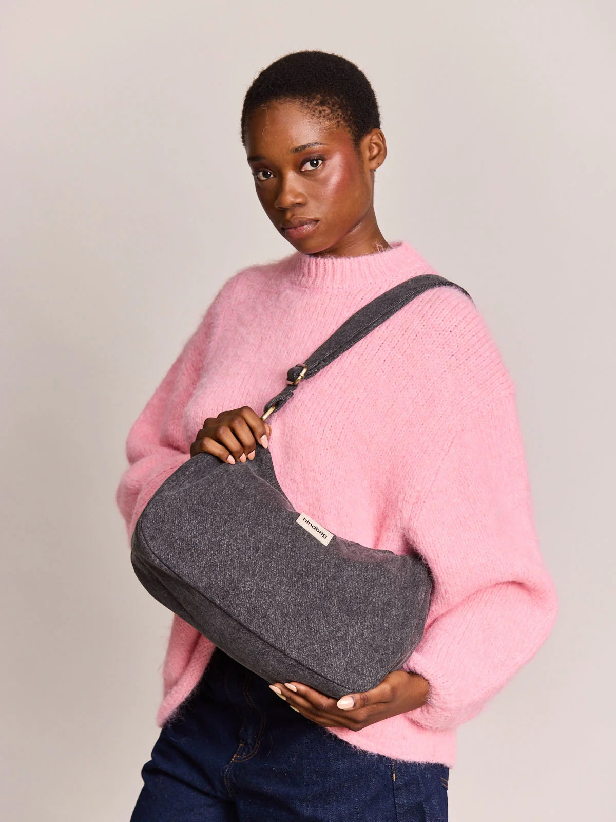 Bolso Rosa Denim Gris Hindbag